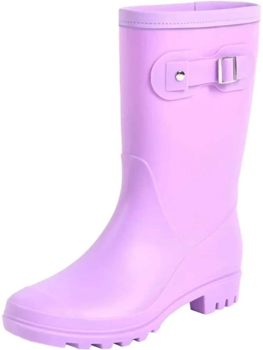Women's Purple Mid Calf Rain Boots Waterproof Anti-slipping Rainboots Rain Shoes